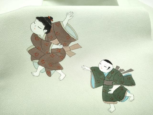 平和屋着物●九寸名古屋帯　作家物　童子遊び　鬼しぼ縮緬　正絹　逸品　CABK5915hy