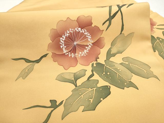 平和屋着物●塩瀬　九寸名古屋帯　ろうけつ染　枝花文文　正絹　逸品　CABK5923hy