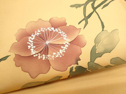 平和屋着物●塩瀬　九寸名古屋帯　ろうけつ染　枝花文文　正絹　逸品　CABK5923hy