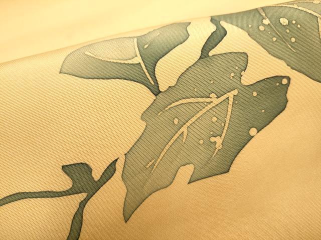 平和屋着物●塩瀬　九寸名古屋帯　ろうけつ染　枝花文文　正絹　逸品　CABK5923hy
