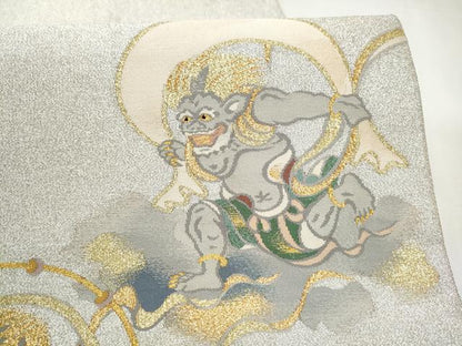 平和屋着物●爪搔き本綴れ　八寸名古屋帯　風神雷神　金銀糸　正絹　逸品　CABK5929hy