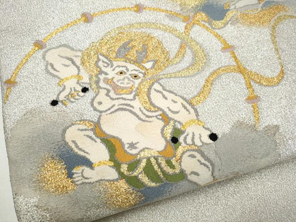 平和屋着物●爪搔き本綴れ　八寸名古屋帯　風神雷神　金銀糸　正絹　逸品　CABK5929hy
