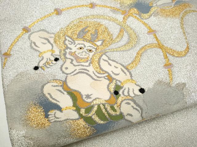平和屋着物●爪搔き本綴れ　八寸名古屋帯　風神雷神　金銀糸　正絹　逸品　CABK5929hy