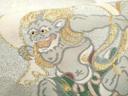平和屋着物●爪搔き本綴れ　八寸名古屋帯　風神雷神　金銀糸　正絹　逸品　CABK5929hy