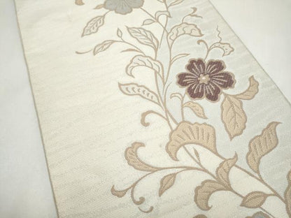 平和屋着物●八寸名古屋帯　花唐草文　正絹　逸品　CABK5934hy