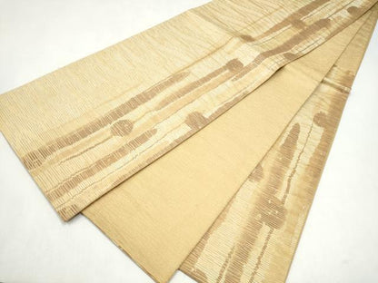 平和屋着物●六通柄袋帯　紙布　霞文　金彩　正絹　逸品　CABK5942hy