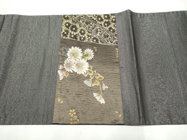 平和屋着物●太鼓柄袋帯　吉祥花文　金糸　正絹　逸品　CABK5943hy