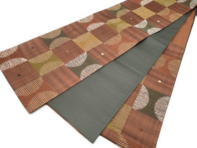 平和屋着物●六通柄袋帯　幾何変市松文様　金糸　正絹　逸品　CABK5946hy