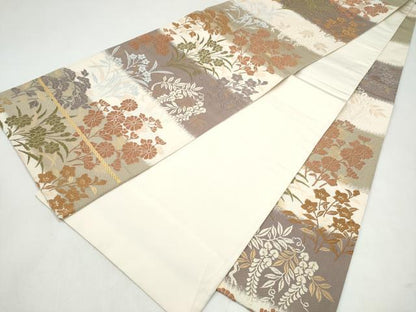 平和屋着物●六通柄袋帯　唐織　唐錦　能衣秋草文　金糸　正絹　逸品　CABK5949hy