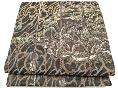平和屋着物●丸帯　花唐草文　金糸　正絹　逸品　CABK5952hy