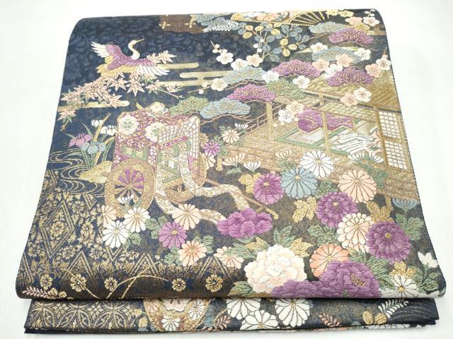平和屋着物●西陣　京の名門　じゅらく謹製　帝王紫　六通柄袋帯　唐織　清苑王朝文　金糸　正絹　逸品　CABK5962hy