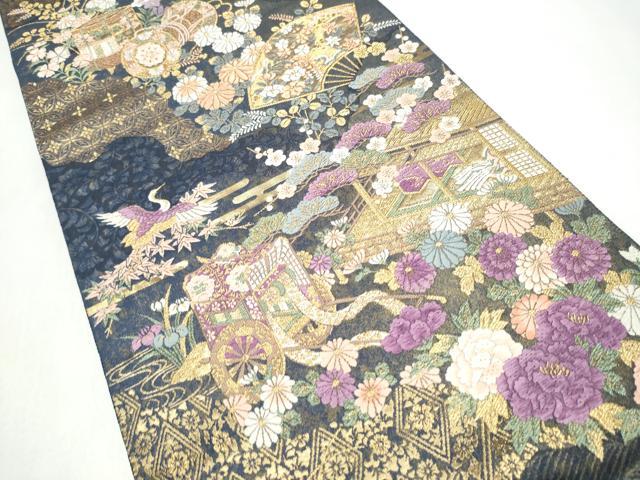 平和屋着物●西陣　京の名門　じゅらく謹製　帝王紫　六通柄袋帯　唐織　清苑王朝文　金糸　正絹　逸品　CABK5962hy