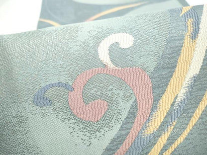 平和屋着物●六通柄袋帯　唐草文　金糸　正絹　逸品　CABK5965hy