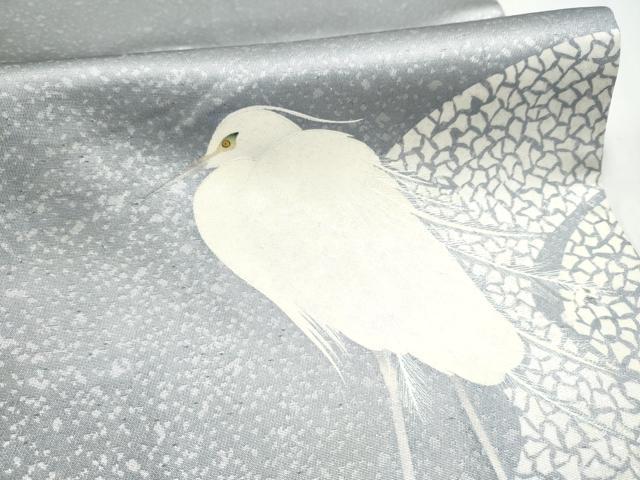 平和屋着物●東京友禅　菅有鬼一　太鼓柄袋帯　白鷺　正絹　逸品　CABK5968hy