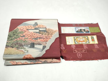 平和屋着物●全通柄袋帯　本場大島紬　風景文　中昌紬織物謹製　証紙付き　正絹　逸品　CABK5971hy