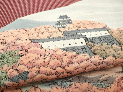 平和屋着物●全通柄袋帯　本場大島紬　風景文　中昌紬織物謹製　証紙付き　正絹　逸品　CABK5971hy
