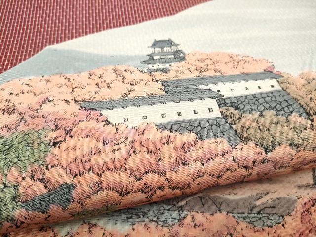 平和屋着物●全通柄袋帯　本場大島紬　風景文　中昌紬織物謹製　証紙付き　正絹　逸品　CABK5971hy