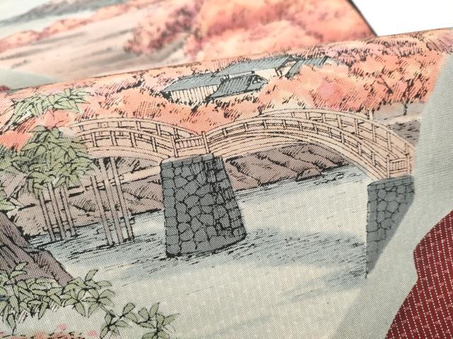 平和屋着物●全通柄袋帯　本場大島紬　風景文　中昌紬織物謹製　証紙付き　正絹　逸品　CABK5971hy