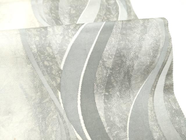 平和屋着物●六通柄袋帯　よろけ縞　正絹　逸品　CABK5979hy