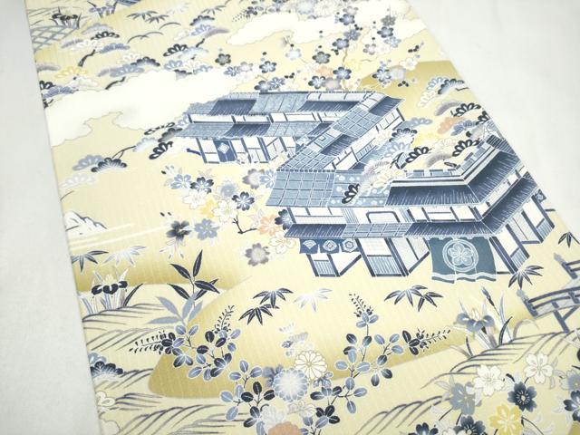 平和屋着物●全通柄袋帯　松竹梅風景文　正絹　逸品　CABK5980hy