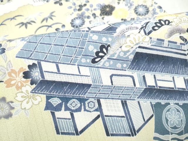 平和屋着物●全通柄袋帯　松竹梅風景文　正絹　逸品　CABK5980hy