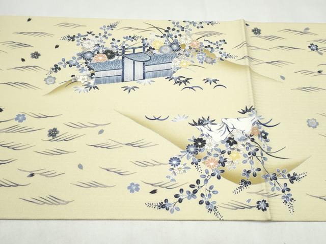 平和屋着物●全通柄袋帯　松竹梅風景文　正絹　逸品　CABK5980hy