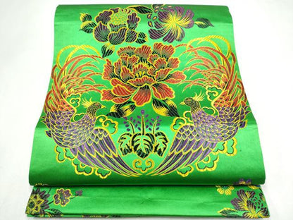 平和屋着物●丸帯　向かい鳥花文　正絹　逸品　CABK5981hy