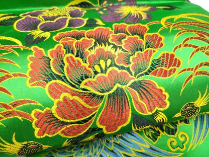 平和屋着物●丸帯　向かい鳥花文　正絹　逸品　CABK5981hy