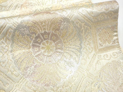 平和屋着物●龍村美術織物　たつむら　六通柄袋帯　洋花蜀紅　金銀糸　正絹　逸品　CABK5982hy