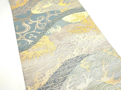 平和屋着物●紋屋井関　御寮織　六通柄袋帯　流水文　金糸　正絹　逸品　CABK5983hy