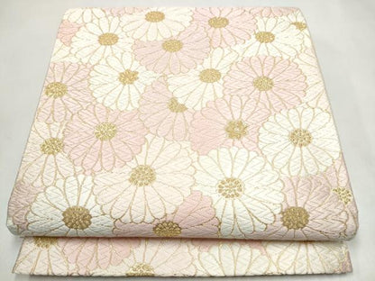 平和屋着物●六通柄袋帯　唐織　菊尽くし　金糸　正絹　逸品　CABK5986hy