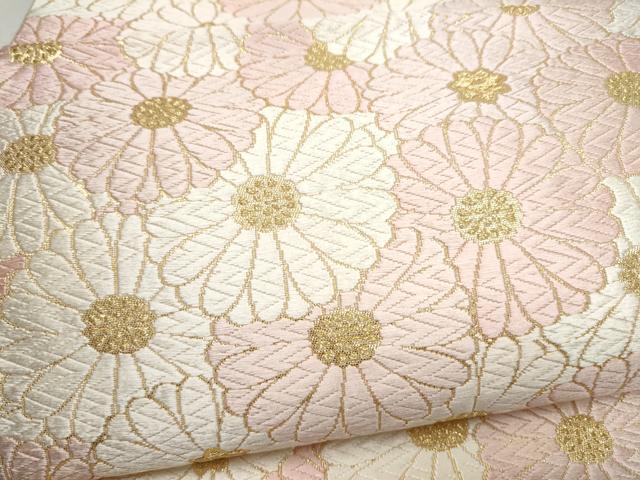 平和屋着物●六通柄袋帯　唐織　菊尽くし　金糸　正絹　逸品　CABK5986hy