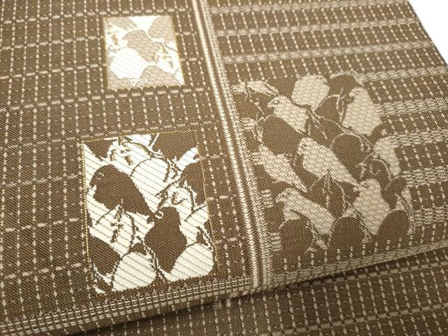 平和屋着物●全通柄袋帯　紹巴　抽象文様　金糸　正絹　逸品　CABK5994hy
