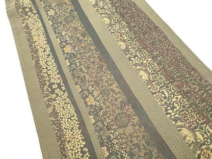 平和屋着物●西陣　とみや織物謹製　とみや帯　両面　六通柄袋帯　そよ風　金糸　証紙付き　正絹　逸品　CABK5996hy