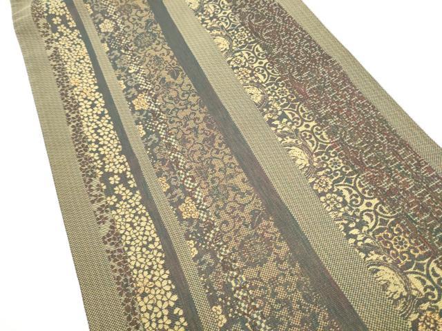 平和屋着物●西陣　とみや織物謹製　とみや帯　両面　六通柄袋帯　そよ風　金糸　証紙付き　正絹　逸品　CABK5996hy