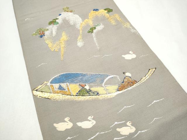 平和屋着物●龍村平蔵製　六通柄　本袋帯　仙丹錦　金銀糸　正絹　逸品　CABK5997hy
