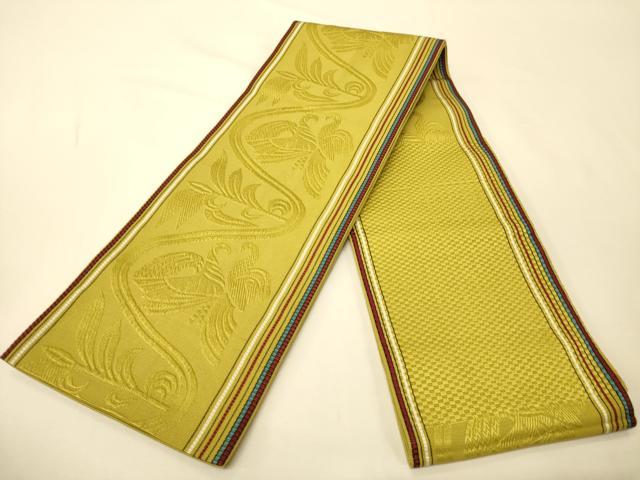 平和屋着物●本場筑前博多織　半幅帯　花鳥文　正絹　逸品　CABK6005ak