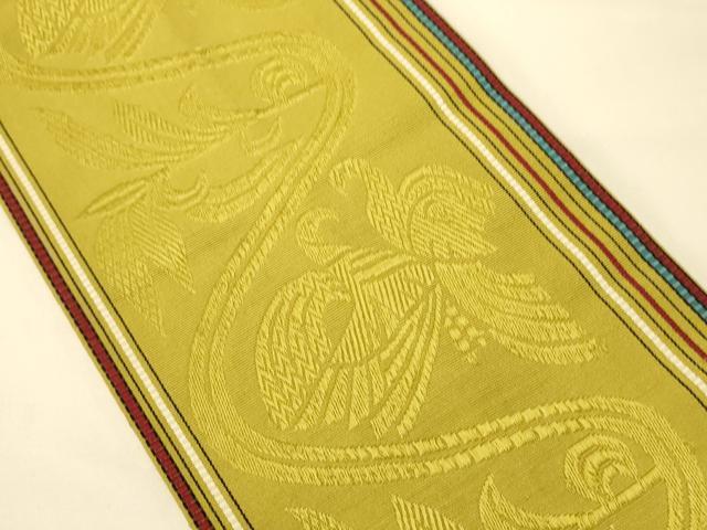 平和屋着物●本場筑前博多織　半幅帯　花鳥文　正絹　逸品　CABK6005ak