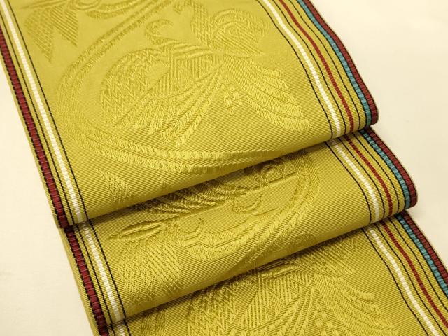 平和屋着物●本場筑前博多織　半幅帯　花鳥文　正絹　逸品　CABK6005ak