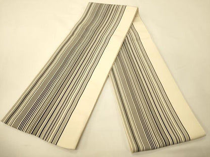 平和屋着物●本場筑前博多織　半幅帯　縞　証紙付き　正絹　逸品　CABK6008ak
