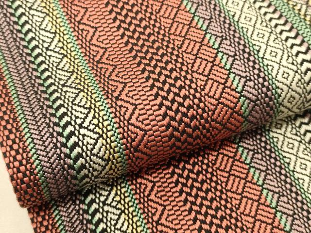 平和屋着物●本場筑前博多織　半幅帯　幾何学文　正絹　逸品　CABK6011ak
