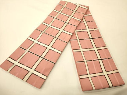 平和屋着物●本場筑前博多織　半幅帯　変わり格子柄　正絹　逸品　CABK6017ak