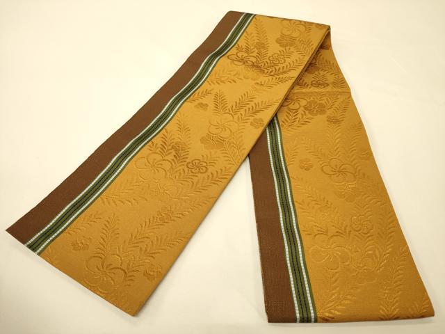 平和屋着物●本場筑前博多織　半幅帯　草花間道　正絹　逸品　CABK6022ak