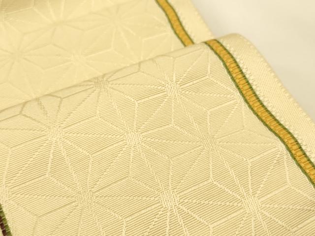 平和屋着物●本場筑前博多織　半幅帯　田中利弘作　麻の葉間道　証紙付き　正絹　逸品　未使用　CABK6027ak