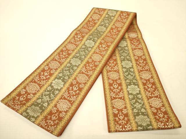 平和屋着物●本場筑前博多織　半幅帯　花間道　正絹　逸品　CABK6028ak