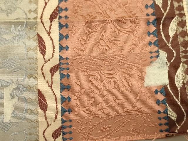 平和屋着物●本場筑前博多織　半幅帯　脇山忠道作　抽象花文　証紙付き　正絹　逸品　CABK6035ak
