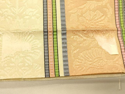 平和屋着物●本場筑前博多織　半幅帯　井上絹織謹製　花唐草間道　証紙付き　正絹　逸品　CABK6041ak