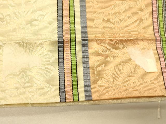 平和屋着物●本場筑前博多織　半幅帯　井上絹織謹製　花唐草間道　証紙付き　正絹　逸品　CABK6041ak