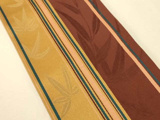 平和屋着物●本場筑前博多織　半幅帯　笹竹文　正絹　逸品　CABK6042ak