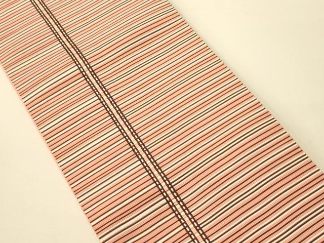 平和屋着物●本場筑前博多織　半幅帯　横段文　証紙付き　正絹　逸品　CABK6046ak